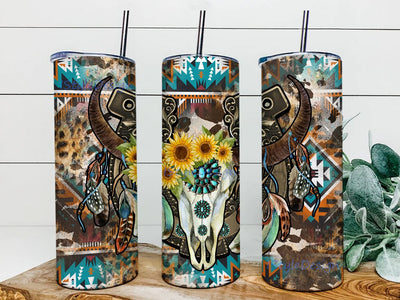 20oz Skinny Tumbler Sublimation Wraps Tapered & Straight Template, Western Leopard Cow Skull, Digital PNG File, Instant Download Sublimation iStyleDesign 