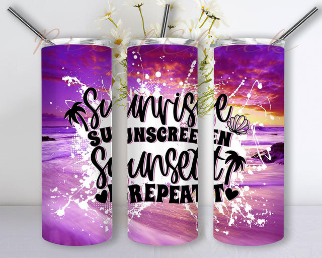 20oz Skinny Tumbler Summer Vibes Sublimation Design, Summer Tumbler, Beach Tumbler, Beach Life Tumbler Straight/Warped PNG Instant Download Sublimation PixelChick 