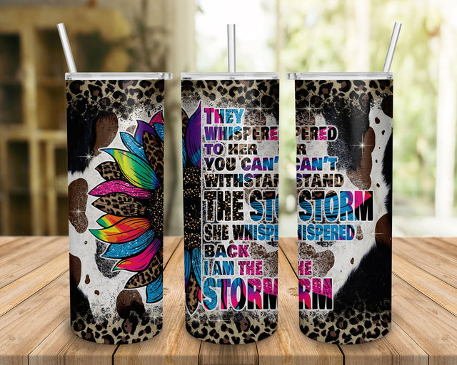 20oz Skinny Tumbler They Whispered To Her Cowhide Sunflower PNG Sublimation Design, Strong Woman Sublimation BOO-design 