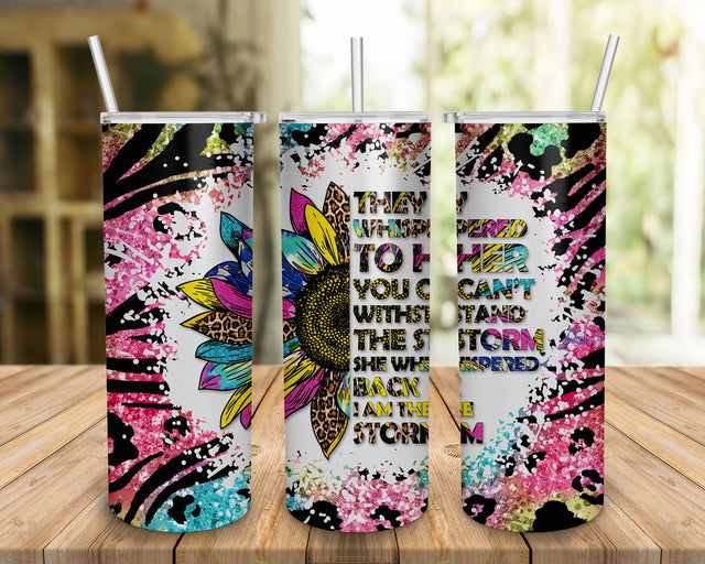 20oz Skinny Tumbler They Whispered To Her Leopard Tie Dye PNG Sublimation Design, Strong Woman, Butterfly Tumbler Sublimation BOO-design 