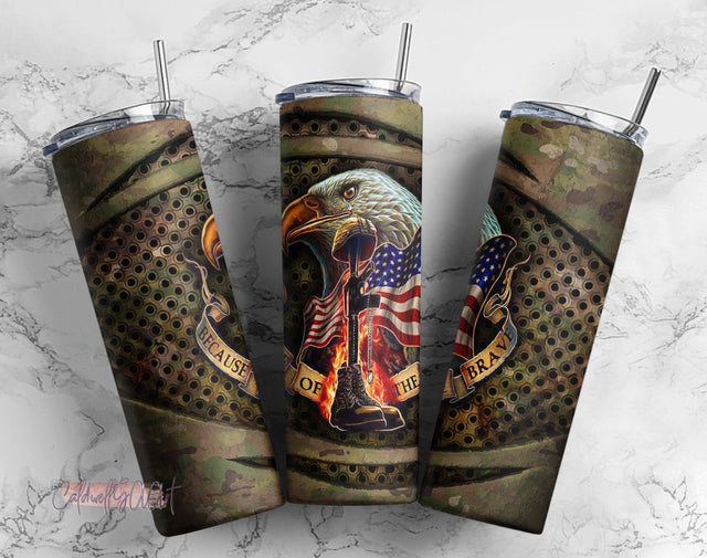 20oz Skinny Tumbler, Tumbler Sublimation, Tumbler PNG, Tumbler Wrap, American Military, Flag Veteran Tumbler Sublimation CaldwellArt 