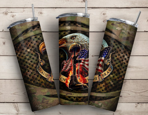 20oz Skinny Tumbler, Tumbler Sublimation, Tumbler PNG, Tumbler Wrap, American Military, Flag Veteran Tumbler Sublimation CaldwellArt 