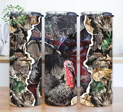 20oz Skinny Tumbler Turkey Hunting, Turkey Tumbler Design, Turkey Hunting Camo Tumbler Wrap, Turkey Sublimation Png, Digital Download Sublimation AdriOP 