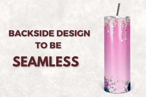 20oz Skinny Tumbler Watercolor Floral, Blue, Pink Glitter, Rose Flower Sublimation Design Templates Straight/Warped PNG Instant Download Sublimation TumblersByPhill 