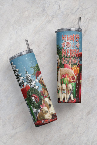 20oz Skinny Tumbler We Woof You a Merry Christmas PNG Sublimation Designs Wrap, Merry Woofmas, Dog Lover Gift Png Sublimation CaldwellArt 