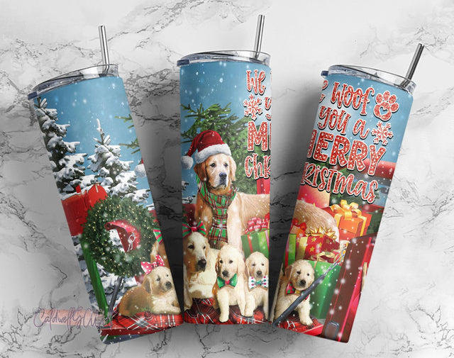 20oz Skinny Tumbler We Woof You a Merry Christmas PNG Sublimation Designs Wrap, Merry Woofmas, Dog Lover Gift Png Sublimation CaldwellArt 