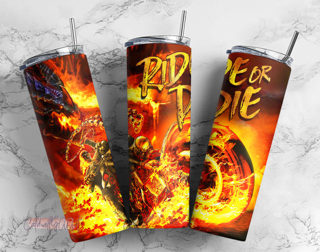 20oz Skinny Tumbler Wrap Ride or die Sublimation Png, 20 oz skinny coffee mug, tumbler PNG Sublimation CaldwellArt 