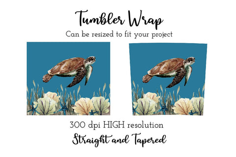 20oz sublimation/waterslide skinny and taper tumbler wrap - sea turtle Sublimation Sharia Morton Designs 