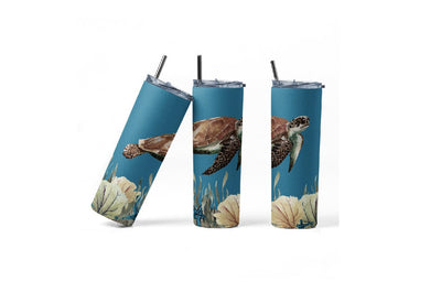 20oz sublimation/waterslide skinny and taper tumbler wrap - sea turtle Sublimation Sharia Morton Designs 