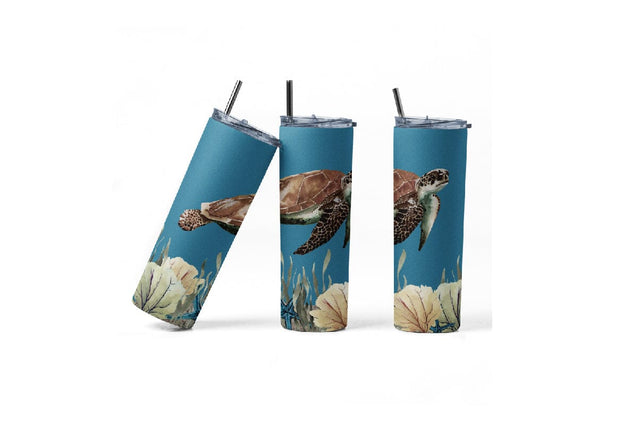 20oz sublimation/waterslide skinny and taper tumbler wrap - sea turtle Sublimation Sharia Morton Designs 