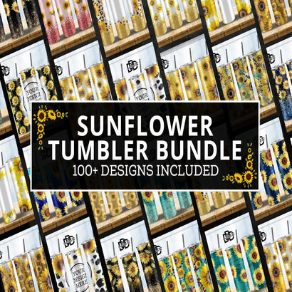 20oz Sunflower Skinny Tumbler Sublimation Designs Bundle Digital Pattern DynamicDimensionsDesign 