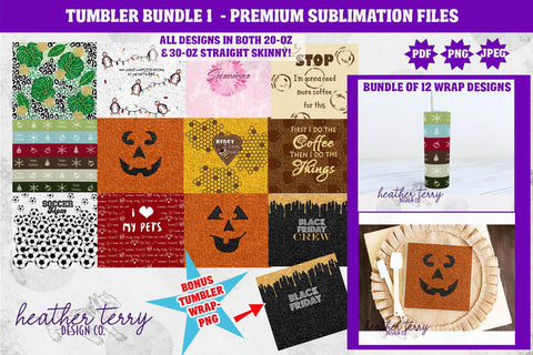 20oz Tumbler 1 Wrap PNG Sublimation Bundle Sublimation Heather Terry Design Co. 