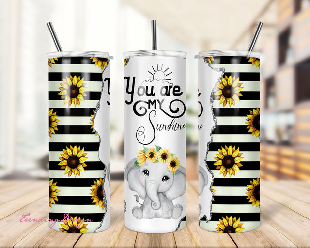 20oz Tumbler | Elephant | Sunshine | Sunflower | Insulated | Skinny | Straight | Sublimation | Animals | Gift | Cute | Mom | Kid Sublimation TrendingDesign 