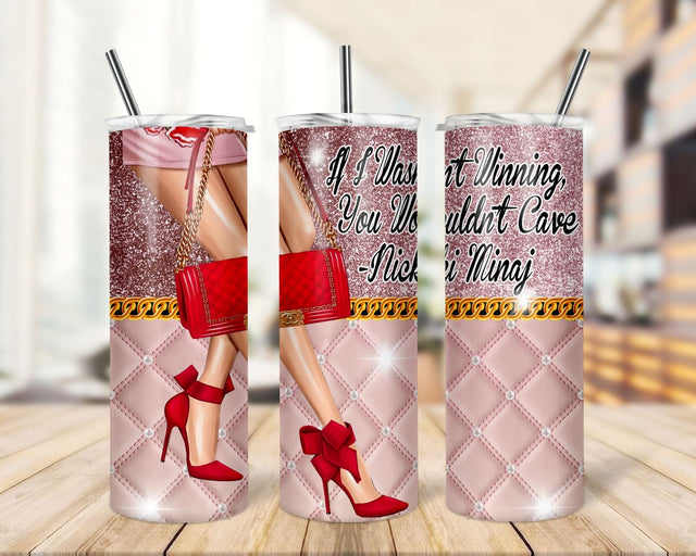 20oz Tumbler Fashion Beauty Design, High Heels Designer Bag Luxury PNG, Motivational Quote Gift for Her, Black Girl Woman Sublimation TrendingDesign 