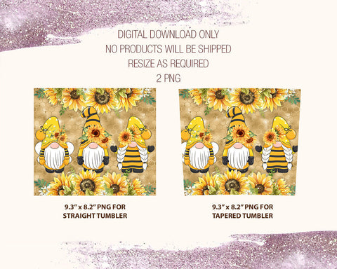 20oz Tumbler Gnome Sunflowers Wrap Digital sublimation design, tumbler PNG Sublimation CaldwellArt 