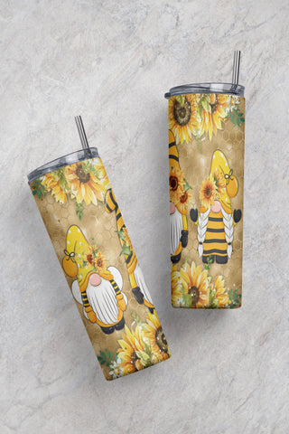 20oz Tumbler Gnome Sunflowers Wrap Digital sublimation design, tumbler PNG Sublimation CaldwellArt 