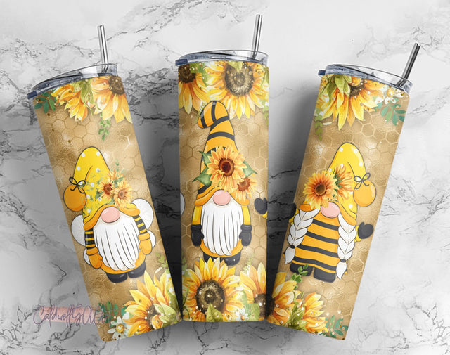 20oz Tumbler Gnome Sunflowers Wrap Digital sublimation design, tumbler PNG Sublimation CaldwellArt 