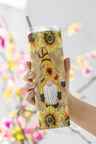 20oz Tumbler Gnome Sunflowers Wrap Digital sublimation design, tumbler PNG Sublimation CaldwellArt 