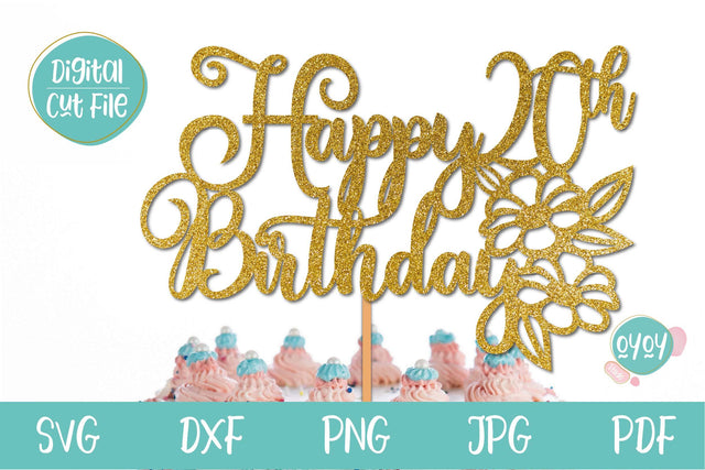 20th Birthday Cake topper SVG | Happy 20th Birthday SVG SVG OyoyStudioDigitals 