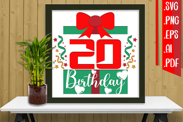 20th Birthday Layered Papercut Svg Eps Ai Png Pdf 3D Paper zafrans studio 