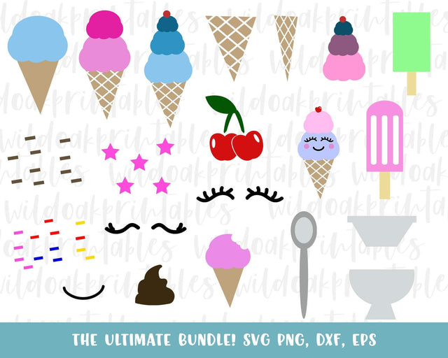 21 Designs! ice cream svgs, ice cream cone svg, ice cream smile face svg, cherry svg, ice cream spoon svg, sprinkles svg, toppings svg, SVG WildOakSVG 