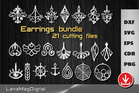 21 earrings svg Earrings template Earrings bundle svg SVG LanaMagDigital 