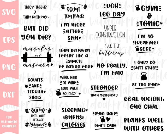 21 gym svg bundle, womens gym svg bundle, funny gym svg bundle, funny gym quotes, women funny quotes, sarcastic svg, workout svg bundle, svg SVG WildOakSVG 