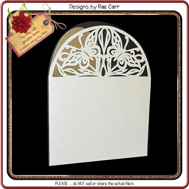 212 Arched Cut Out Card with Butterflies SVG Designs by Rae 
