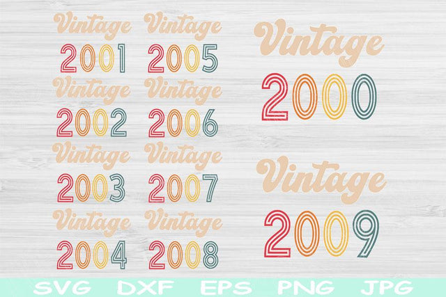 21st Birthday Svg, 2000-2009 Vintage Birthday Svg Files For Cricut, Happy Birthday Svg For Women, Adult Birthday Svg, Vintage 2000 Svg Dxf SVG TiffsCraftyCreations 