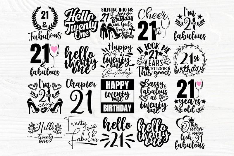 21st Birthday SVG, Happy Birthday Svg, 21 and Fabulous Svg, Twenty One