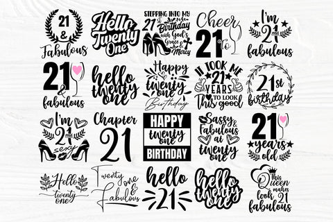 21st Birthday SVG, Happy Birthday Svg, 21 and Fabulous Svg, Twenty One Svg, Png, Dxf, Eps, Ai, Cut Files, Svg For Cricut , Silhouette Cameo SVG TonisArtStudio 