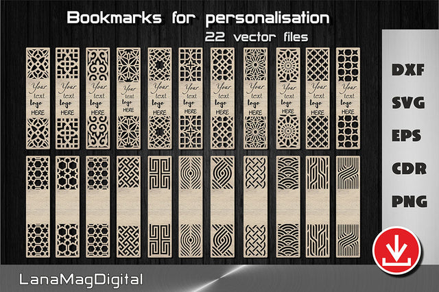 22 Bookmark svg templates for personalisation Gift for Teacher SVG LanaMagDigital 