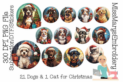 22 Christmas Dogs PNG | Christmas PNG | Christmas Sublimation Sublimation MissMarysEmbroidery 