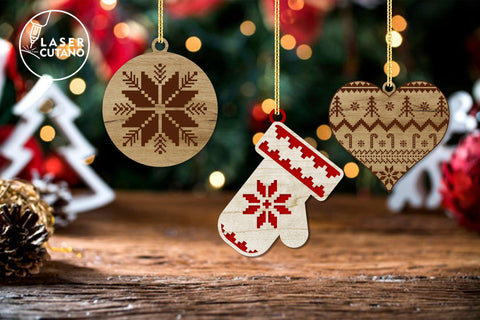 22 CHRISTMAS FOLK ORNAMENTS Laser Cut Files Bundle, Multilayer Laser Cut Files, Mandala, Round Sign SVG, 3D Designs, Mini Design Bundles SVG LaserCutano 
