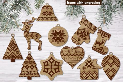 22 CHRISTMAS FOLK ORNAMENTS Laser Cut Files Bundle, Multilayer Laser Cut Files, Mandala, Round Sign SVG, 3D Designs, Mini Design Bundles SVG LaserCutano 