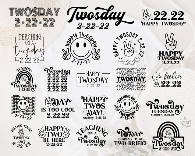 22 Happy Twosday Bundle, Tuesday 2-22-22 svg, Twosday Tuesday February 22nd 2022 svg, February 22 2022 svg, Twosday Gift, Twosday 2-22-22 SVG Fauz 