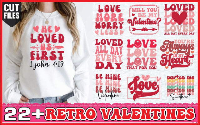 22 Retro valentine's day designs bundle .happy valentine's day, SVG sk.swapon Roy 