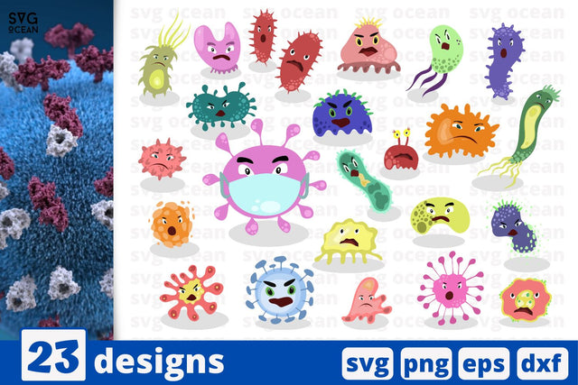 23 Bacteria designs cricut svg SVG SvgOcean 