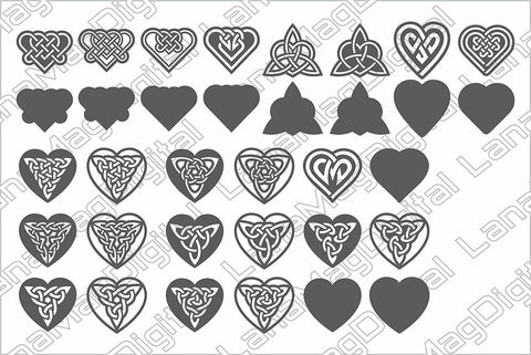 23 Heart Celtic knot earrings svg, Irish heart decor laser cut files SVG LanaMagDigital 