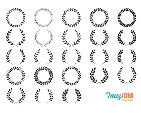 23 Laurel wreath svg, Wreath svg, Floral svg, Laurel wreath svg bundle cut file for Cricut Silhouette, Hand drawn wreath svg, Laurel svg SVG Fauz 