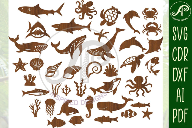 23 Sealife cut out designs, laser cut file, shapes. SVG SVG APInspireddesigns 