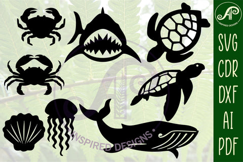 23 Sealife cut out designs, laser cut file, shapes. SVG SVG APInspireddesigns 
