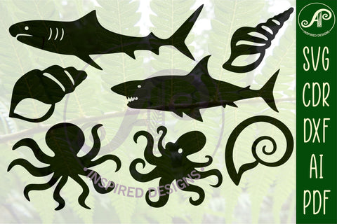 23 Sealife cut out designs, laser cut file, shapes. SVG SVG APInspireddesigns 