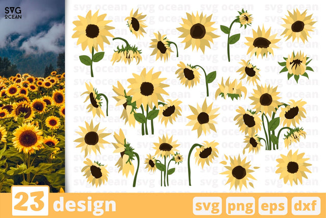 23 Sunflowers designs cricut svg SVG SvgOcean 