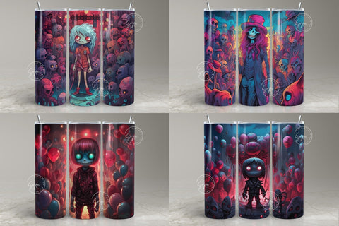 24 Halloween Designs Bundle, 20 oz Skinny Tumbler, Seamless Sublimation Design, Straight Tumbler Wrap PNG, Spooky, Creepy, Digital Download Sublimation Syre Digital Creations 