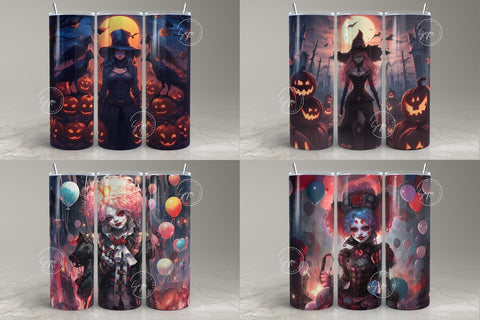24 Halloween Designs Bundle, 20 oz Skinny Tumbler, Seamless Sublimation Design, Straight Tumbler Wrap PNG, Spooky, Creepy, Digital Download Sublimation Syre Digital Creations 