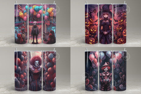 24 Halloween Designs Bundle, 20 oz Skinny Tumbler, Seamless Sublimation Design, Straight Tumbler Wrap PNG, Spooky, Creepy, Digital Download Sublimation Syre Digital Creations 