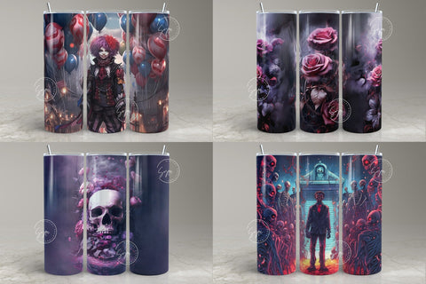 24 Halloween Designs Bundle, 20 oz Skinny Tumbler, Seamless Sublimation Design, Straight Tumbler Wrap PNG, Spooky, Creepy, Digital Download Sublimation Syre Digital Creations 