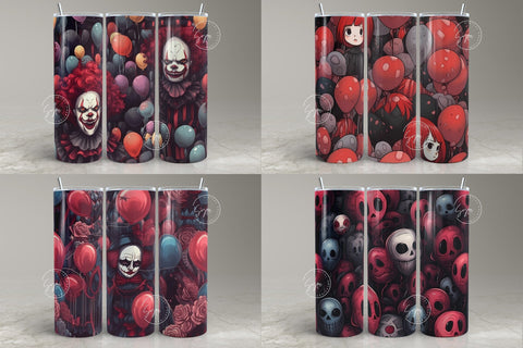 24 Halloween Designs Bundle, 20 oz Skinny Tumbler, Seamless Sublimation Design, Straight Tumbler Wrap PNG, Spooky, Creepy, Digital Download Sublimation Syre Digital Creations 