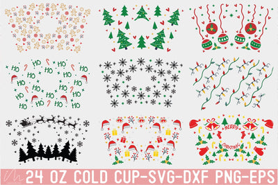 24 Oz Christmas cold cup svg, Christmas Starbucks svg, 24 Oz tumbler svg, Christmas tree svg, Snow svg, Christmas Santa svg, Merry and bright SVG Isabella Machell 